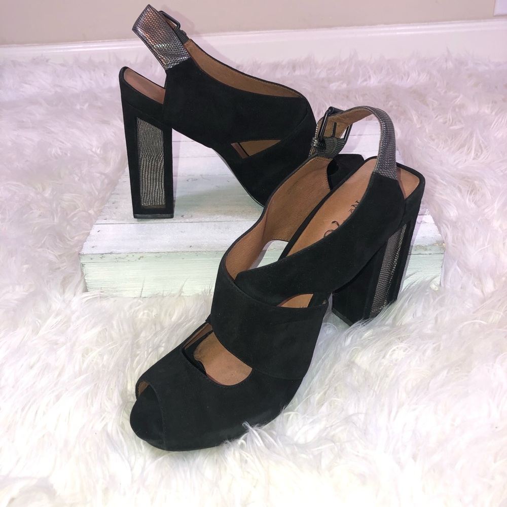 NO 704 B Black M etalic Block High Chunky Heel (REPOSHED) bought but never worn